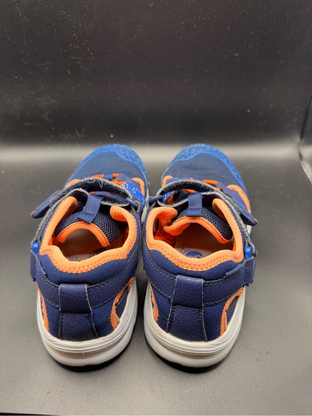 Kids Navy and Orange Hook-and-Loop Sneakers — Lightweight Active Shoes